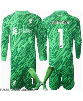 Günstige Liverpool Alisson Becker #1 Torwart Auswärts Trikotsatzt Kinder 2024-25 Langarm (+ Kurze Hosen)